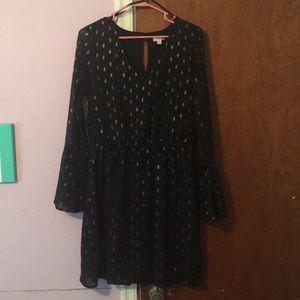 Long sleeve black dress with silver detailing